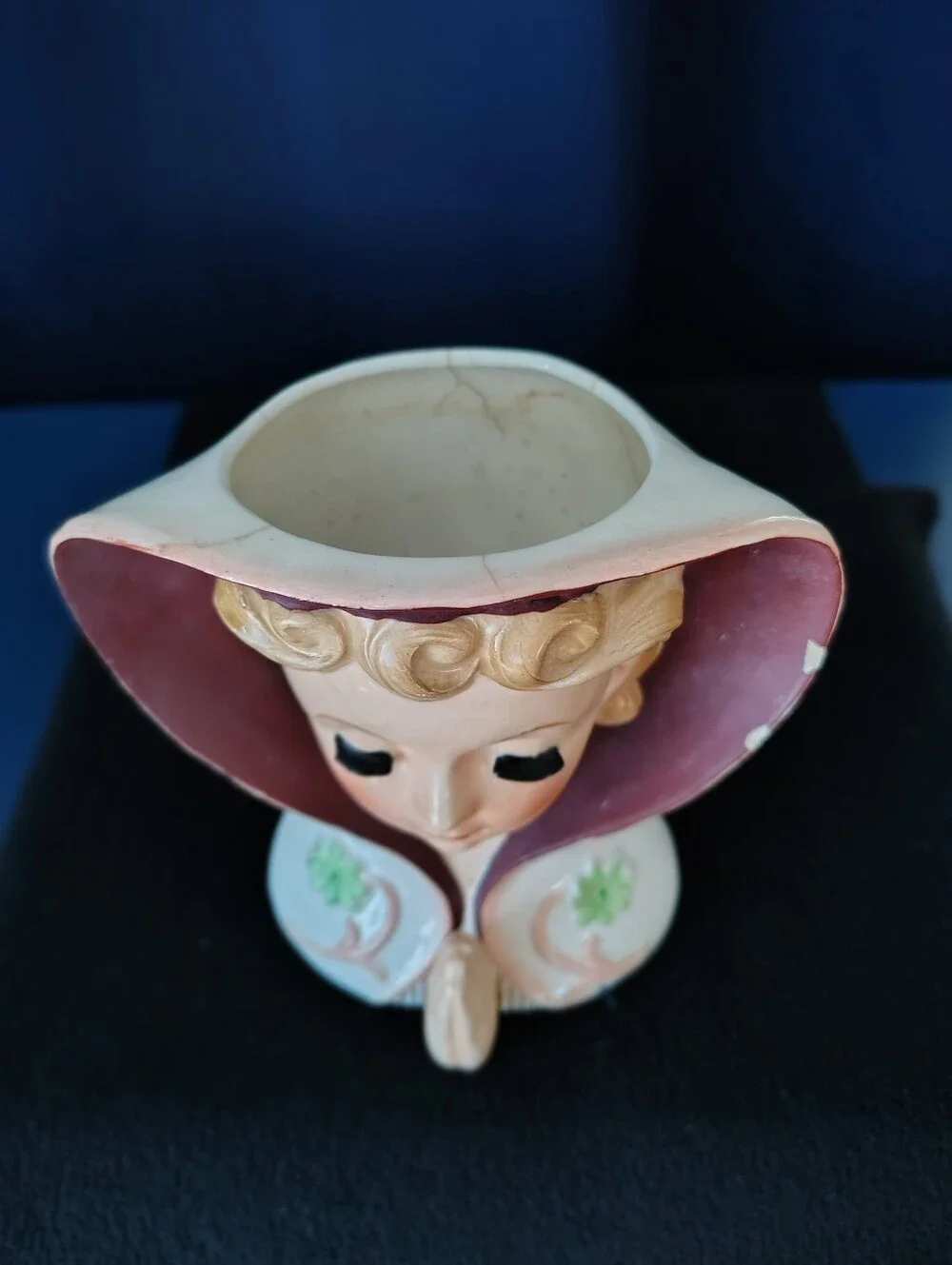Lady Head Vase Vintage Praying Young Lady